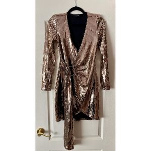 Fashion Nova Sequin Long Sleeve Mini Dress
